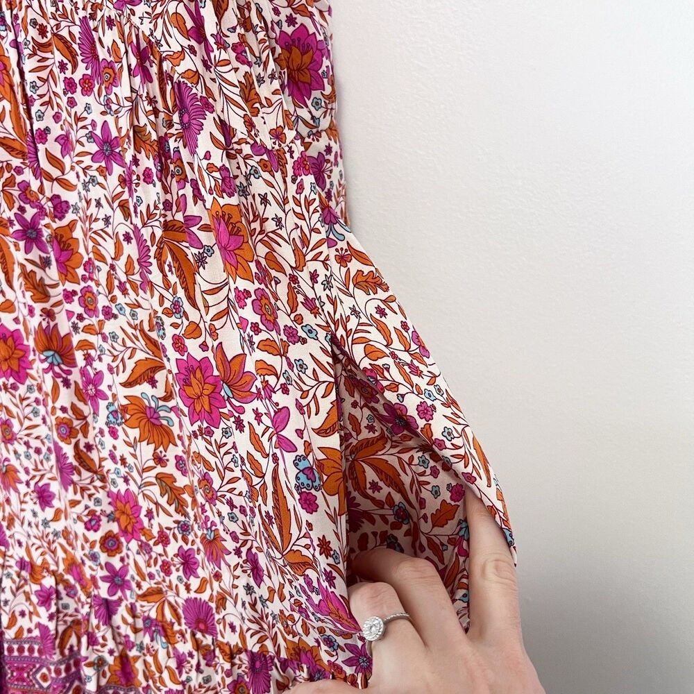 Natural Life Becca Dress Small Pink Floral Pockets NWOT Boho Tiered Cottage - Picture 7 of 11
